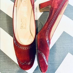 ⬇️$450 VTG 80s FERRAGAMO Ruby Spectators 8.5 AAA